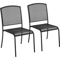 Gec Interion Outdoor Caf Armless Stacking Chair, Steel Mesh, Black, 2 Pack 262085BK